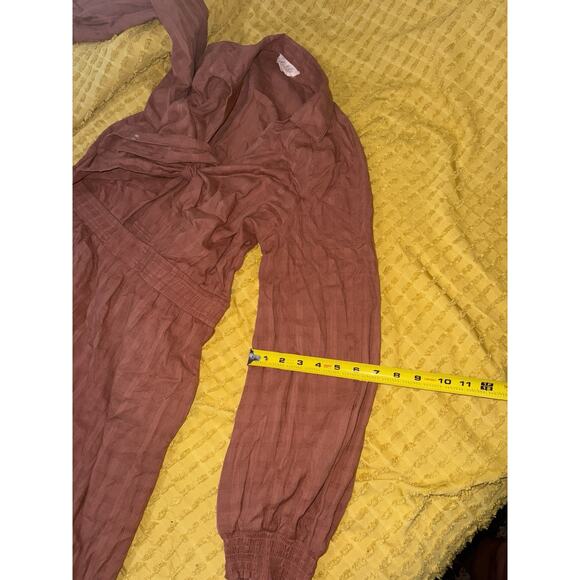 Women’s Fall Winter Jumpsuit Long Sleeve Front Tie Orange Size Large - Picture 14 of 14